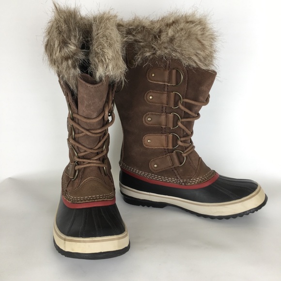 Sorel Joan of Arctic Snow Boots Waterproof Black Leather Women’s Sz 9 Fur Trim - Picture 6 of 15